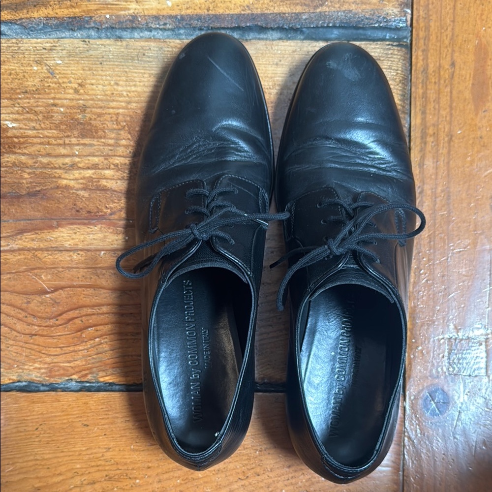 Common Projects Black Leather Oxford Shoes